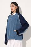 Linetribe__Blue Denim Round Neck Designer Jacket _Online_at_Aza_Fashions