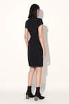 Buy_Linetribe__Black Crepe Round Neck Color Block Quilted Dress _Online_at_Aza_Fashions