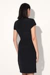 Buy_Linetribe__Black Crepe Round Neck Color Block Quilted Dress 