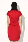 Linetribe__Red Crepe Round Neck Quilted Designer Dress _at_Aza_Fashions