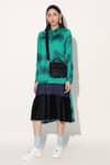 Buy_Linetribe__Green Viscose, Satin Collared Tie-dye Dress _at_Aza_Fashions