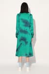 Shop_Linetribe__Green Viscose, Satin Collared Tie-dye Dress _at_Aza_Fashions