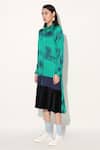 Buy_Linetribe__Green Viscose, Satin Collared Tie-dye Dress _Online_at_Aza_Fashions