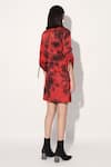 Shop_Linetribe__Red Viscose, Satin Collared Designer Dress _at_Aza_Fashions