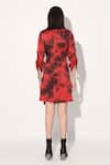 Shop_Linetribe__Red Viscose, Satin Collared Designer Dress _Online_at_Aza_Fashions