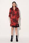 Linetribe__Red Viscose, Satin Collared Designer Dress _at_Aza_Fashions