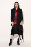 Buy_Linetribe__Red Viscose, Satin Collared Tie-dye Designer Dress _at_Aza_Fashions