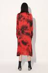 Shop_Linetribe__Red Viscose, Satin Collared Tie-dye Designer Dress _at_Aza_Fashions