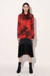 Buy_Linetribe__Red Viscose, Satin Collared Tie-dye Designer Dress _Online_at_Aza_Fashions