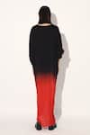 Shop_Linetribe__Red Viscose, Satin V-neck And Black Kaftan Dress _at_Aza_Fashions