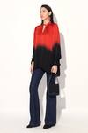 Linetribe__Multi Color Viscose, Satin Keyhole Neck Red Black Designer Top _Online_at_Aza_Fashions