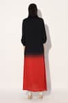 Shop_Linetribe__Multi Color Viscose, Satin Split V-neck Red Black Ombre Tunic _at_Aza_Fashions