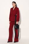 Buy_Linetribe__Maroon Crepe Designer Blazer And Pant Set _at_Aza_Fashions