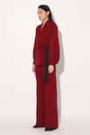 Buy_Linetribe__Maroon Crepe Designer Blazer And Pant Set _Online_at_Aza_Fashions