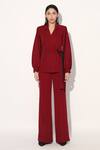 Linetribe__Maroon Crepe Designer Blazer And Pant Set _at_Aza_Fashions