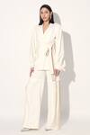 Buy_Linetribe__Ivory Crepe Designer Blazer And Pant Set _at_Aza_Fashions