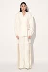 Buy_Linetribe__Ivory Crepe Designer Blazer And Pant Set _Online_at_Aza_Fashions