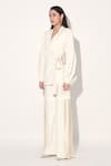 Shop_Linetribe__Ivory Crepe Designer Blazer And Pant Set _Online_at_Aza_Fashions