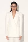 Linetribe__Ivory Crepe Imported Blazer And Pant Set _Online_at_Aza_Fashions