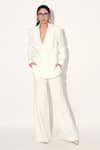 Shop_Linetribe__Ivory Crepe Imported Blazer And Pant Set _Online_at_Aza_Fashions