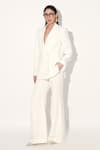 Buy_Linetribe__Ivory Crepe Imported Blazer And Pant Set _at_Aza_Fashions