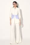 Shop_Linetribe__Ivory Crepe Designer Blazer And Pant Set _Online_at_Aza_Fashions
