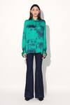 Buy_Linetribe__Green Viscose, Satin Collared Tie-dye Designer Shirt _Online_at_Aza_Fashions