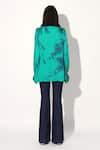 Shop_Linetribe__Green Viscose, Satin Collared Tie-dye Designer Shirt _at_Aza_Fashions