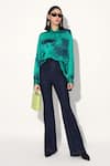 Shop_Linetribe__Green Viscose, Satin Collared Tie-dye Designer Shirt _Online_at_Aza_Fashions