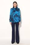 Buy_Linetribe__Blue Viscose, Satin Collared Tie-dye Shirt _at_Aza_Fashions
