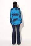 Shop_Linetribe__Blue Viscose, Satin Collared Tie-dye Shirt _at_Aza_Fashions
