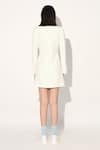 Shop_Linetribe__White Crepe Shawl Neck Striped Designer Dress _at_Aza_Fashions