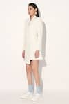 Linetribe__White Crepe Shawl Neck Striped Designer Dress _Online_at_Aza_Fashions