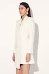 Shop_Linetribe__White Crepe Shawl Neck Striped Designer Dress _Online_at_Aza_Fashions