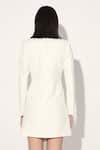 Buy_Linetribe__White Crepe Shawl Neck Striped Designer Dress 