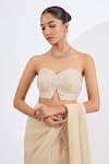 Shop_Neha Khullar_Off White Georgette, Crepe, Viscose Antique Cutdana Embroidered Lehenga Set _Online_at_Aza_Fashions