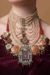 Dugran By Dugristyle_Multi Color Twilight Blush Haar Pendent Necklace _at_Aza_Fashions