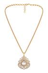 HRISHA_Gold Plated Designer Necklace And Earring Set _Online_at_Aza_Fashions