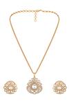 Shop_HRISHA_Gold Plated Designer Necklace And Earring Set _at_Aza_Fashions