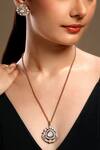 Buy_HRISHA_Gold Plated Designer Necklace And Earring Set _at_Aza_Fashions