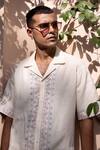 Buy_Asuka_Cream Linen Embroidery Half Shirt 