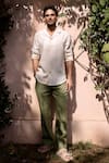 Shop_Asuka_Cream Linen Embroidery Wildflower Drift Shirt _at_Aza_Fashions