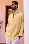 Shop_Asuka_Yellow Linen Embroidery Golden Hour Shirt _at_Aza_Fashions