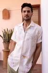Shop_Asuka_White Linen Embroidery Panthera Bloom Shirt _Online_at_Aza_Fashions
