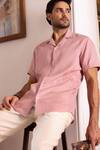 Buy_Asuka_Pink Linen Embroidery Dusty Shirt _at_Aza_Fashions