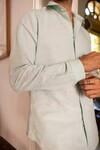 Buy_Asuka_Blue Linen Embroidery Seafoam Silence Shirt _Online_at_Aza_Fashions
