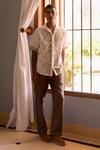 Shop_Asuka_Cream Linen Embroidery Desert Mosaic Shirt _at_Aza_Fashions