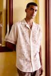 Shop_Asuka_Cream Linen Embroidery Desert Mosaic Shirt _Online_at_Aza_Fashions