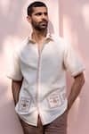 Buy_Asuka_Cream Cotton, Linen Embroidery Mughal Courtyard Shirt _at_Aza_Fashions