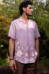 Shop_Asuka_Purple Linen Embroidery Ombre Lavender Shirt _at_Aza_Fashions